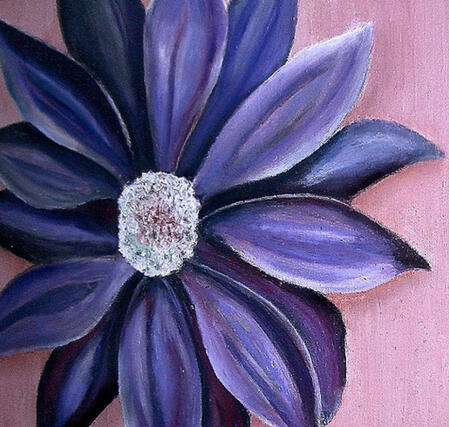 Flower painted in acrylic plaint by Rebecca Cassar Allen (Psychotherapist and Family Therapist who offers psychotherapy sessions A picture of Rebecca's Expressive and Creative Work showing a flower painted in acrylic paint.